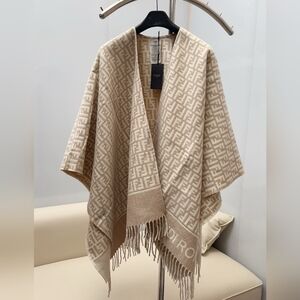 Fendi Beige and Cream FF Poncho Cape